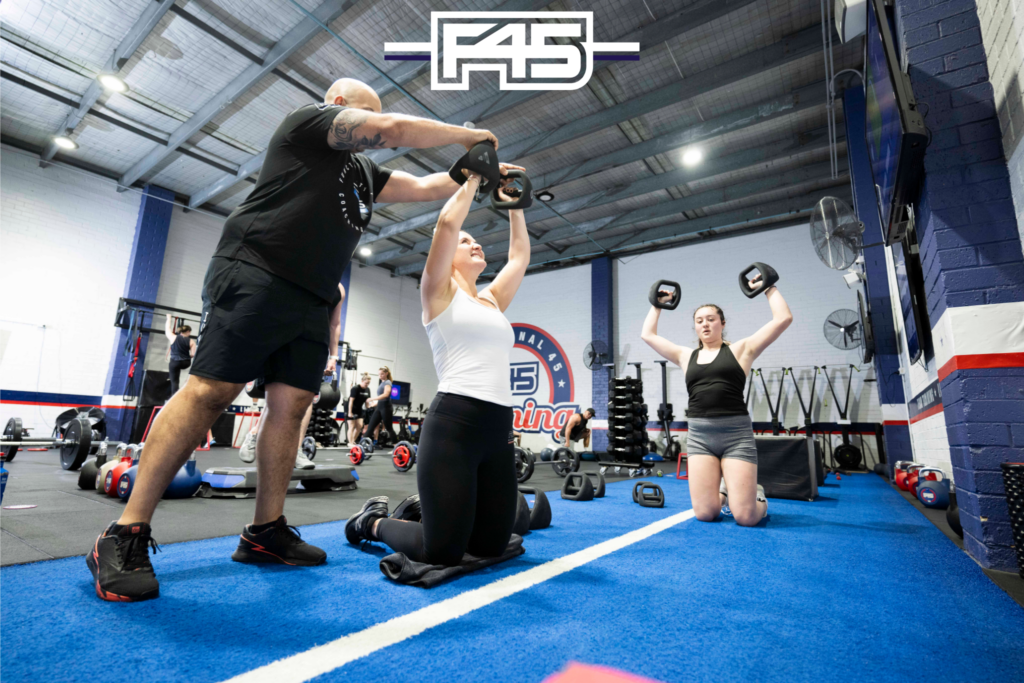 Members enjoying a group HIIT session at F45 Training, one of the leading Camarillo gyms.